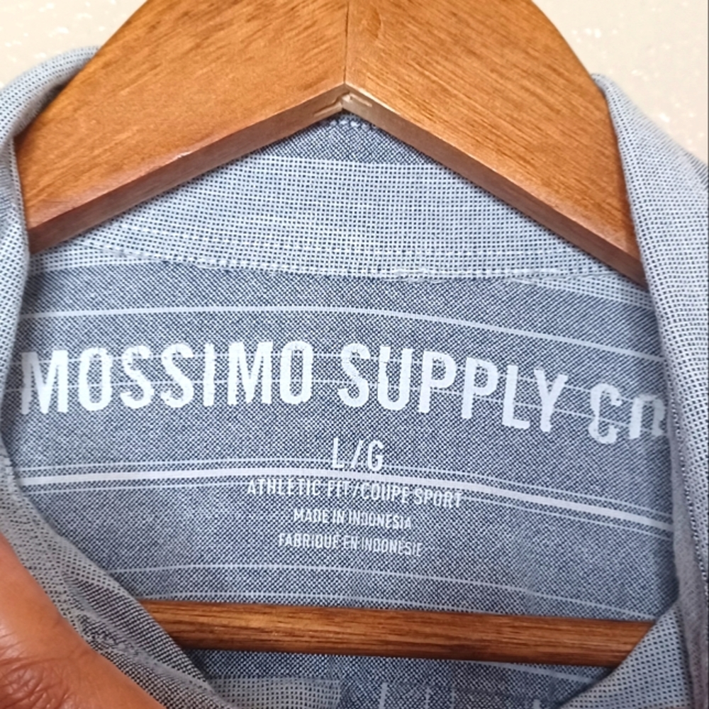 Mossimo Supply Co Men's Large Grey 100% Cotton Long Sleeve Stripe Button Shirt - Picture 3 of 9